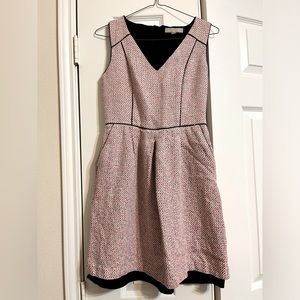 Pink and Black Patterned, V Neck Sleeveless Dress